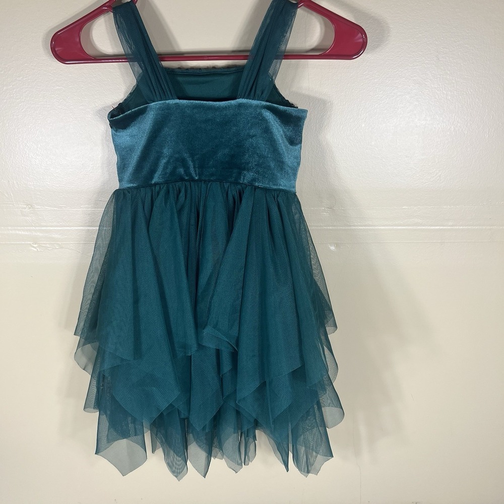 Cat & Jack Girls XS 4/5 Teal Sequin Tulle Party Dress Holiday Special Occasion - Picture 6 of 10